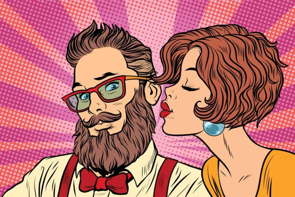 Illustration av man med skägg och kvinna